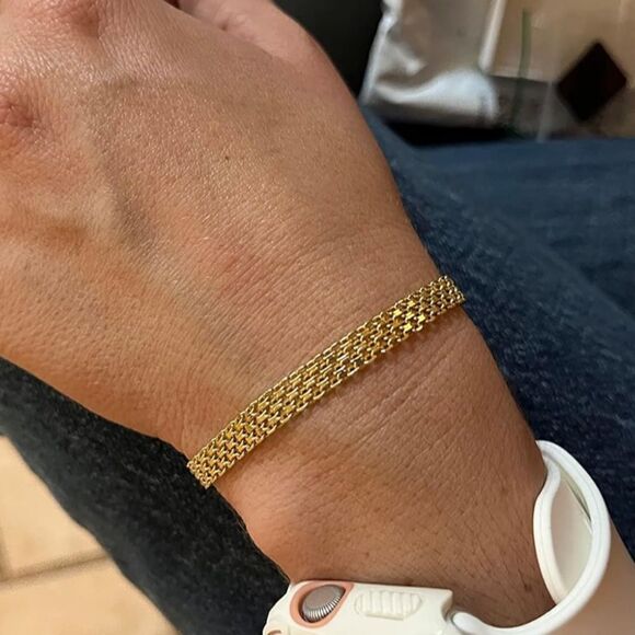 New Solid 925/ 18K Gold Bismark Mesh Chain Bracelet - Picture 1 of 8